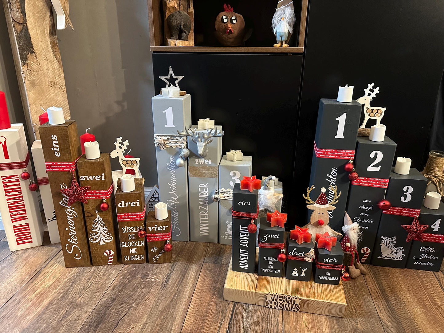Adventskranz Weihnachtsdeko Weihnachten Kerzen Advent xmas Balken Kanthölzer Manapal maritime Deko Adventslichter Poller