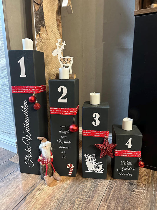Adventskranz Weihnachtsdeko Weihnachten Kerzen Advent xmas Balken Kanthölzer Manapal maritime Deko Adventslichter Poller