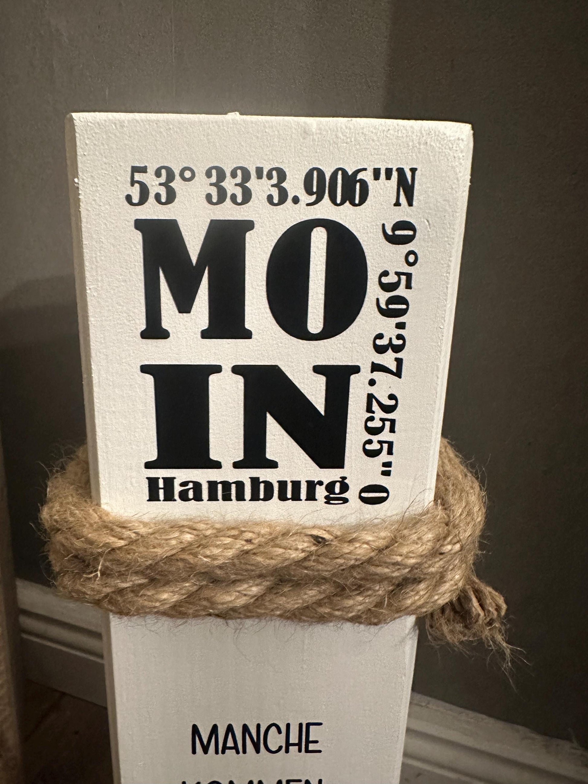 Personalisierter Poller mit den Koordinaten Ihrer Stadt, verschiedene Höhen, individuell Heimathafen Lieblingsinsel Koordinaten Hochzeit