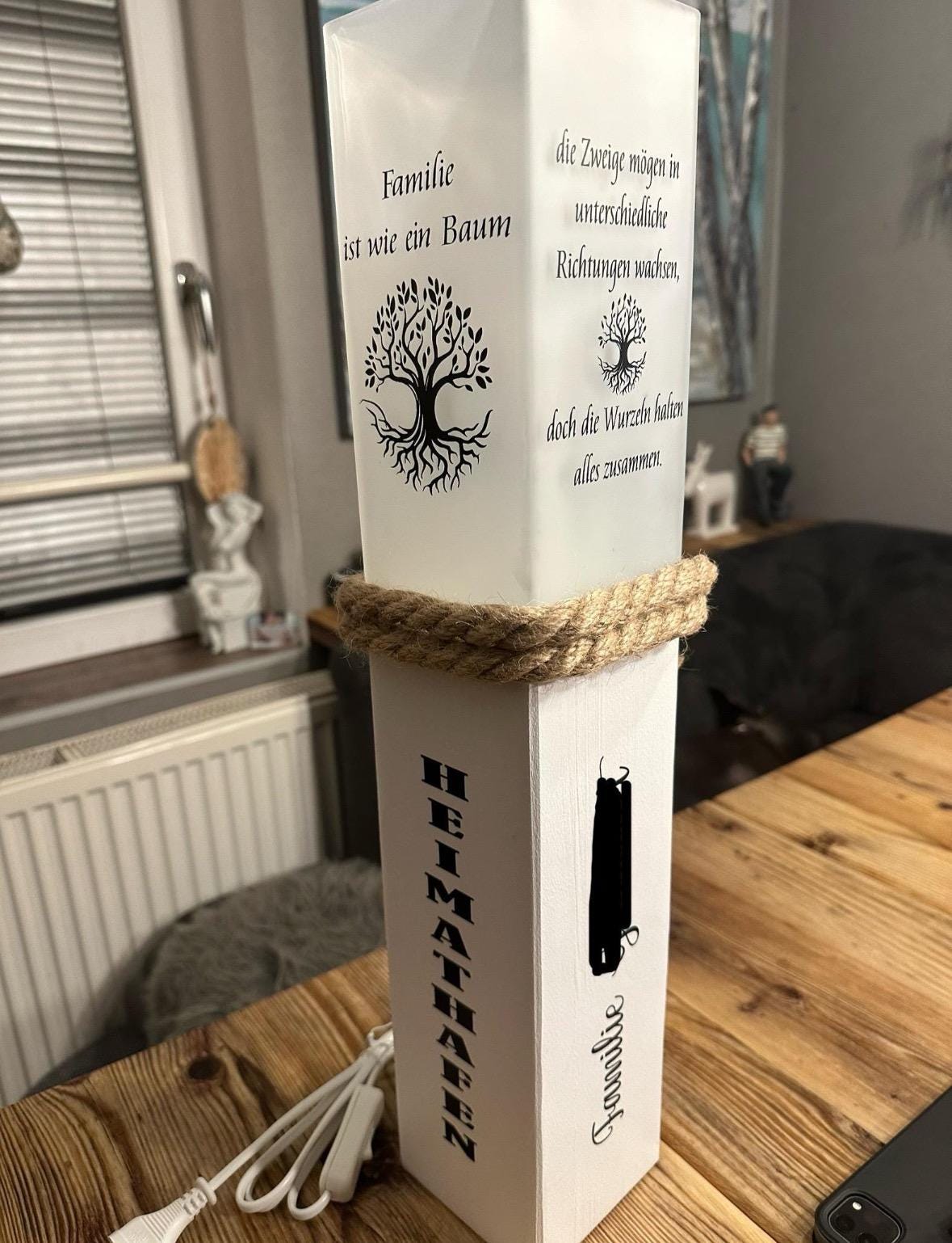 Personalisierte Lampe mit Ihrem Namen oder Wunschtext, verschiedene Höhen, individuell Heimathafen Lieblingsinsel Koordinaten Hochzeit