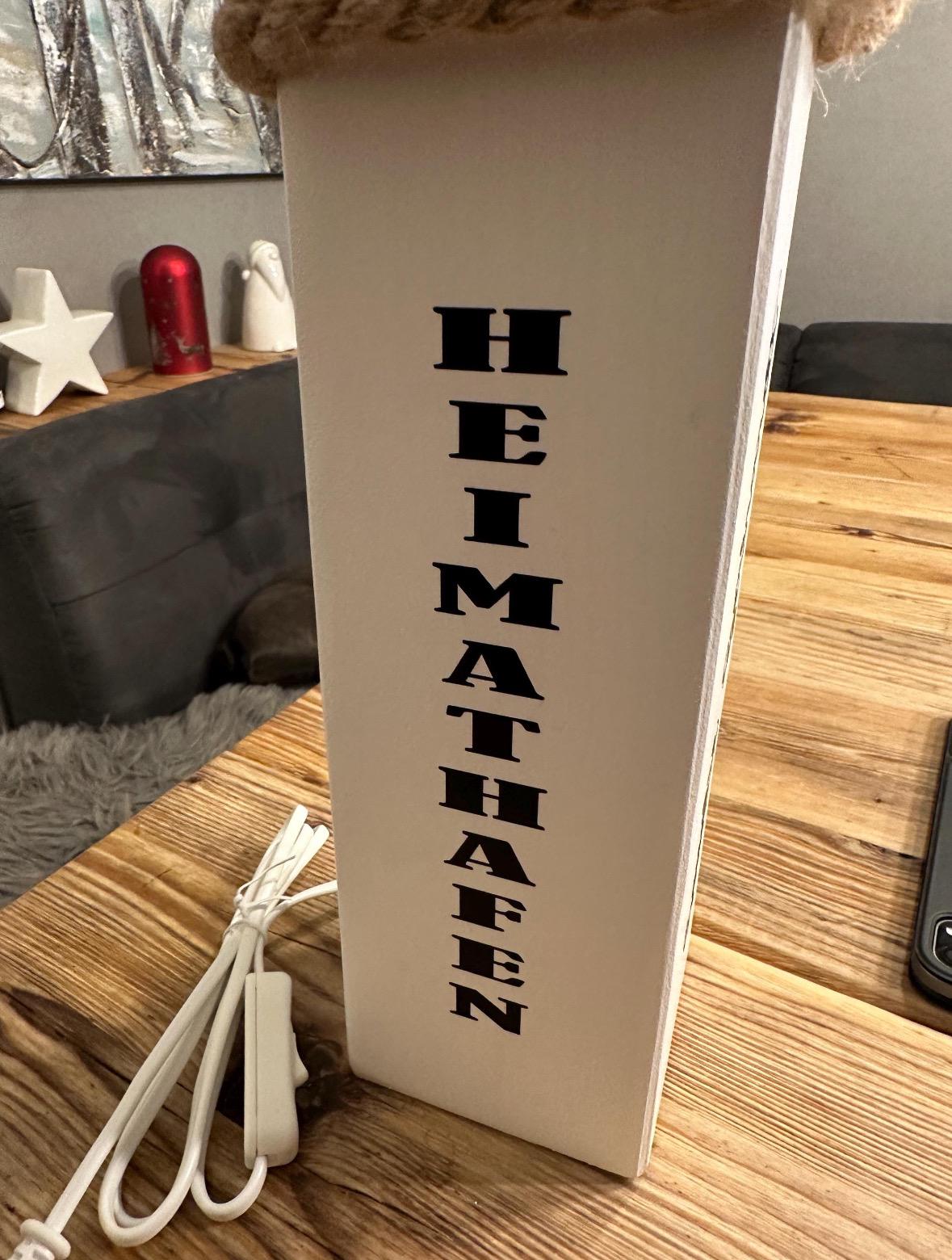 Personalisierte Lampe mit Ihrem Namen oder Wunschtext, verschiedene Höhen, individuell Heimathafen Lieblingsinsel Koordinaten Hochzeit