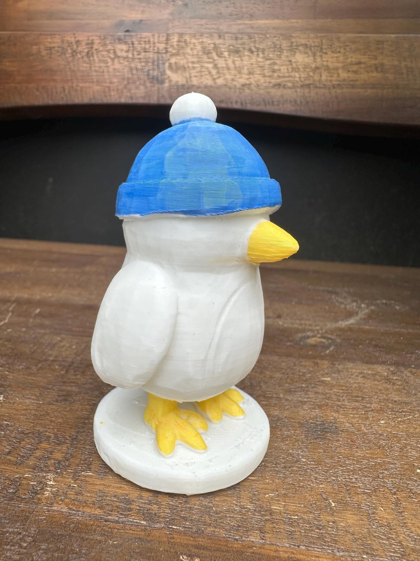 eagull Figurine with Hat | Nautical Coastal Decor Gift | Handmade 3D Printed Seagull Sculpture | Winter & Christmas Home Decoration