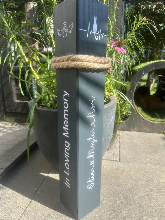 Personalized Wooden Pillar for Pet Lovers | Happiness has 4 Paws | Custom Pet Memorial Gift
