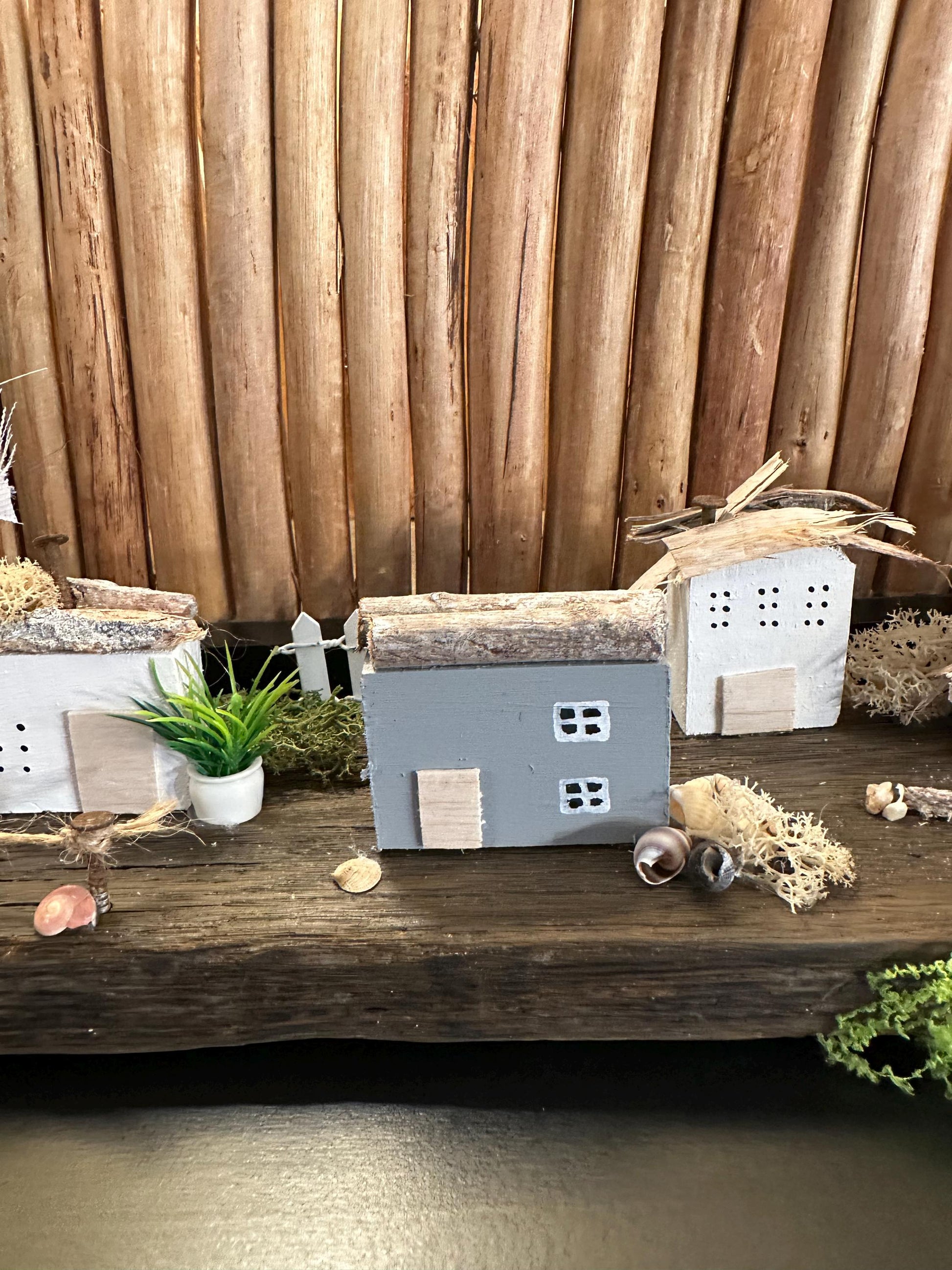 Handmade Driftwood Coastal Village – Nautical Decor, Rustic Seaside Miniature, Unique Beach House Gift by Manapal