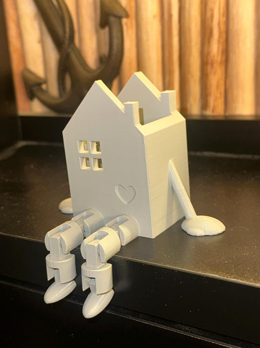 Kantenhocker „Haus mit Herz“ – 3D Druck Figur zum Sitzen, Haus mit Charakter, Dekohaus