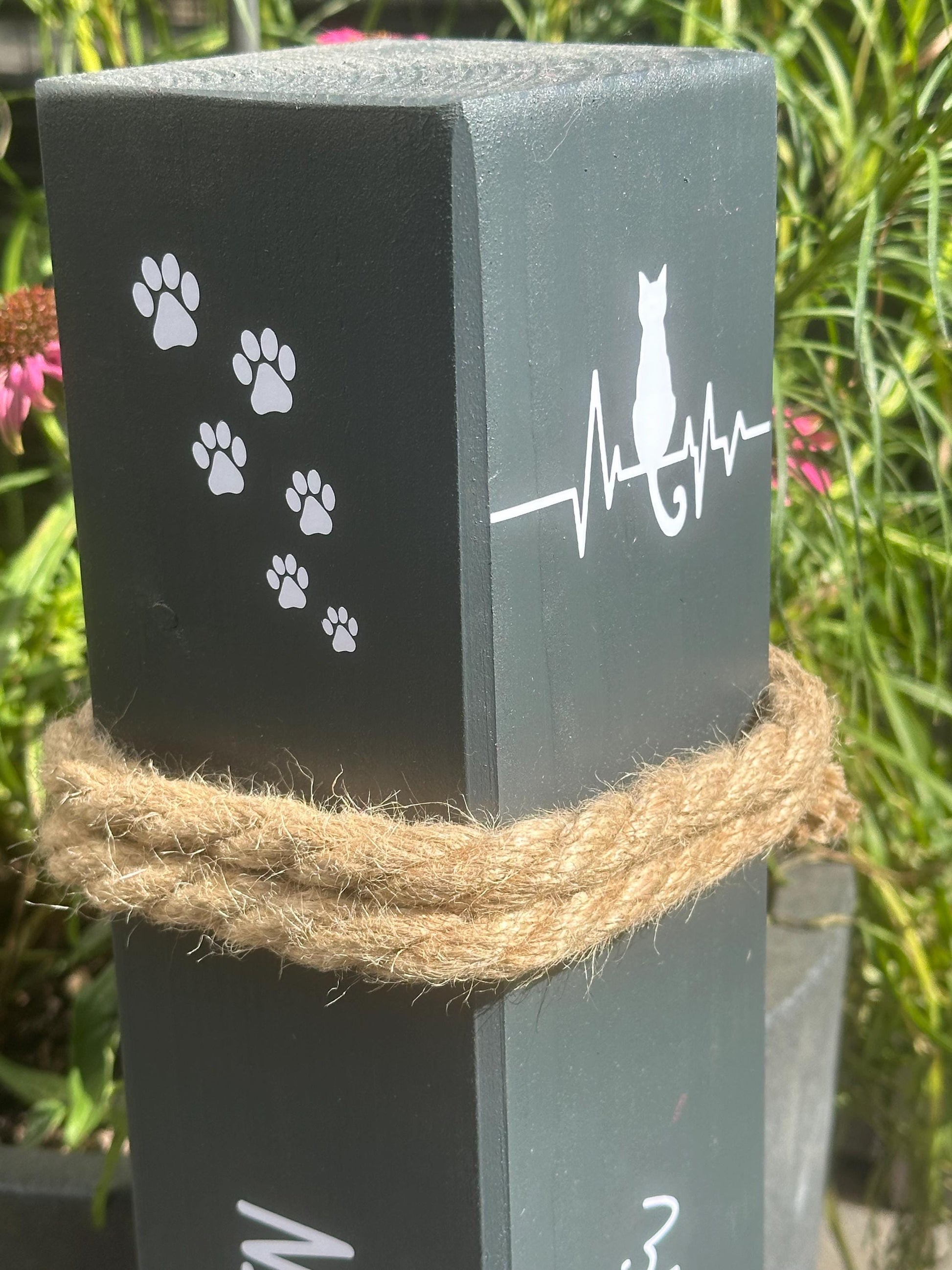 Personalized Wooden Pillar for Pet Lovers | Happiness has 4 Paws | Custom Pet Memorial Gift