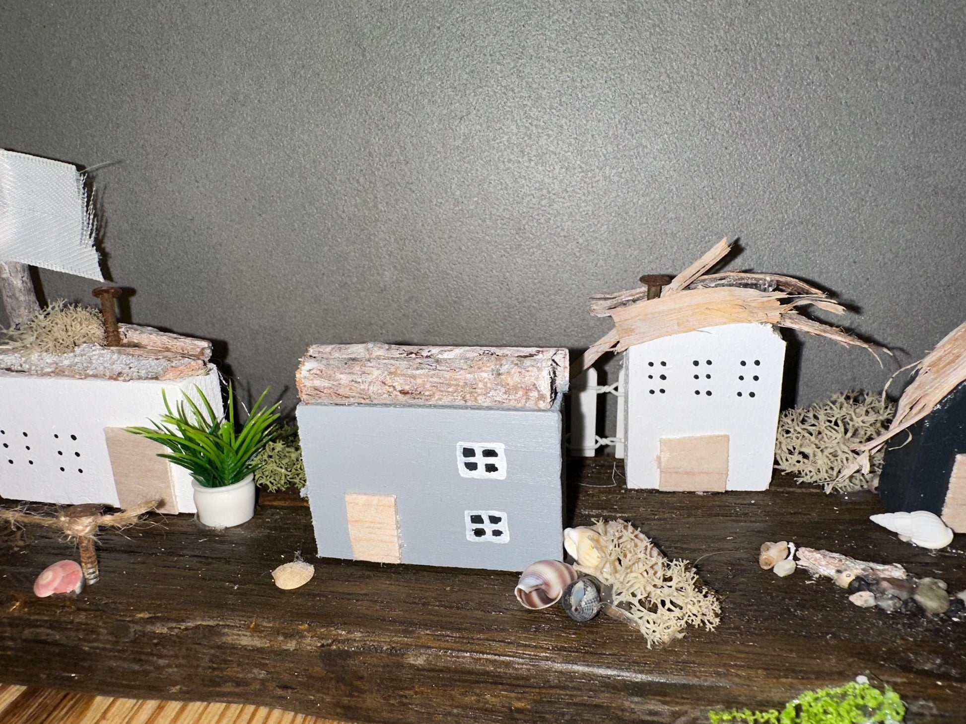 Handmade Driftwood Coastal Village – Nautical Decor, Rustic Seaside Miniature, Unique Beach House Gift by Manapal