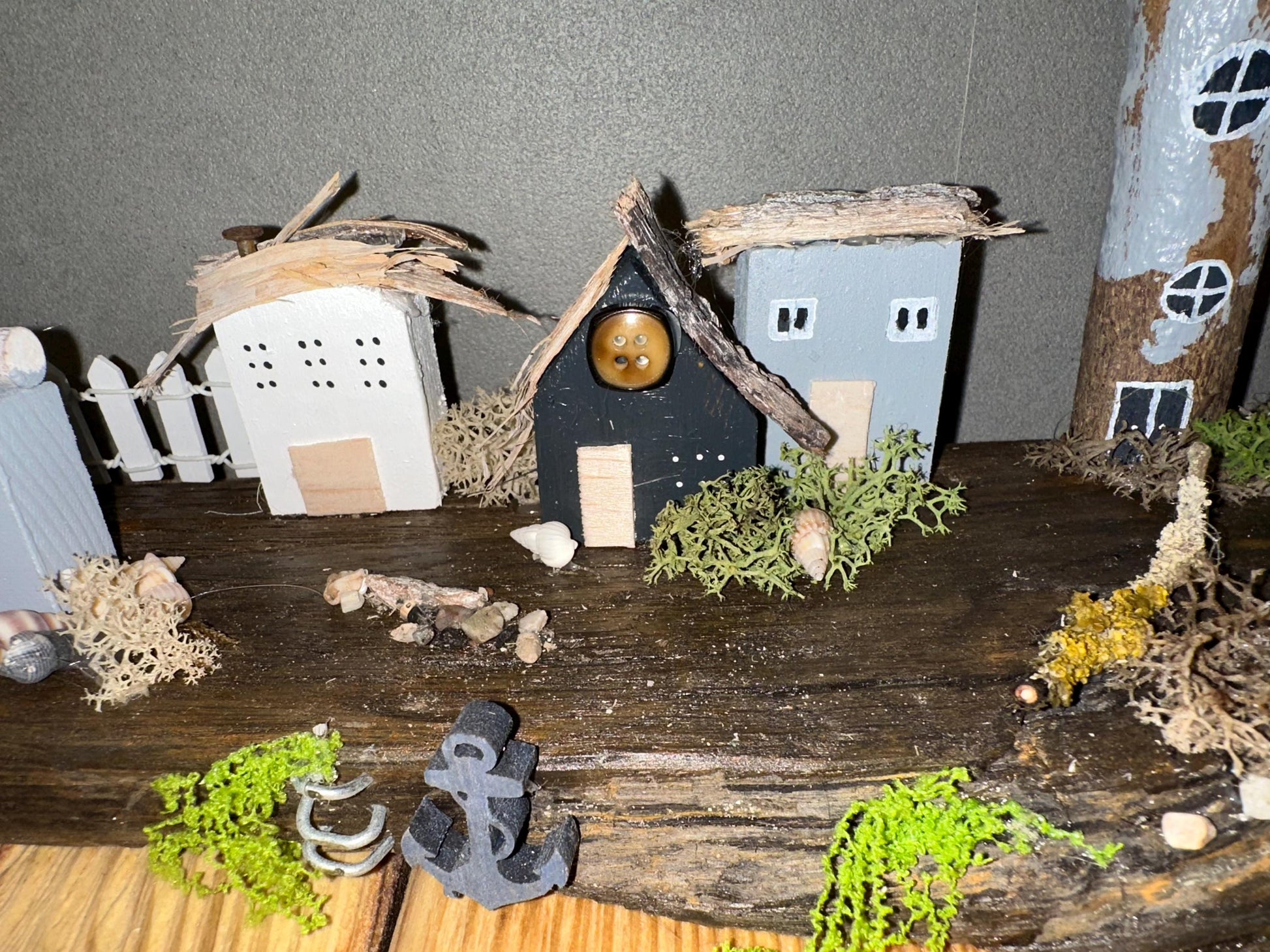 Handmade Driftwood Coastal Village – Nautical Decor, Rustic Seaside Miniature, Unique Beach House Gift by Manapal