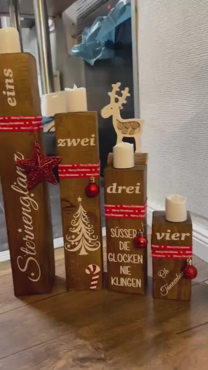 Adventskranz Weihnachtsdeko Weihnachten Kerzen Advent xmas Balken Kanthölzer Manapal maritime Deko Adventslichter  Poller