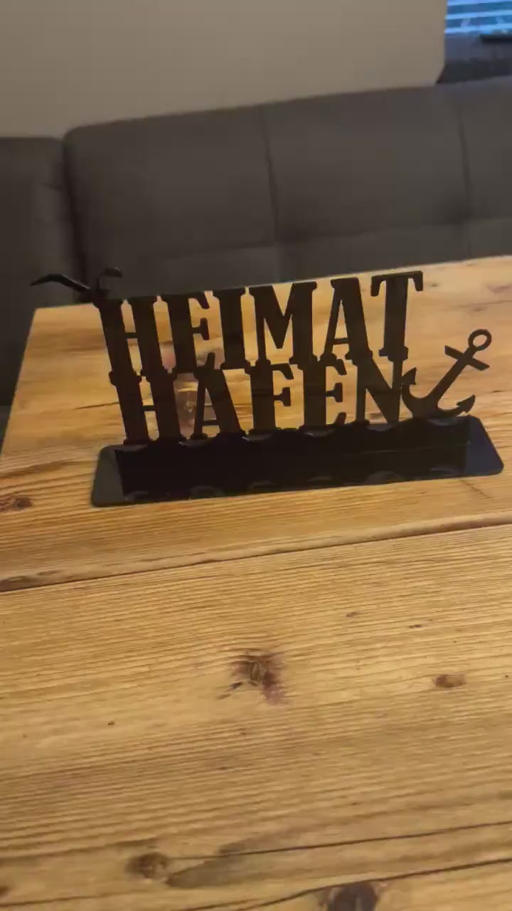 Schriftzug Heimathafen Acryl, Ostsee, Nordsee, Geschenk für Küstenkinder, Meer, maritime Deko zum Stellen, Tischdeko, 3d