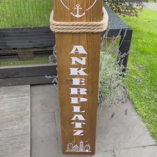 Manapal maritime Deko XXL 1m Moin Ankerplatz Poller Stele Dalben rustikal Gartendeko Küste Meer Anker Heimathafen Balken Dekobalken Säule