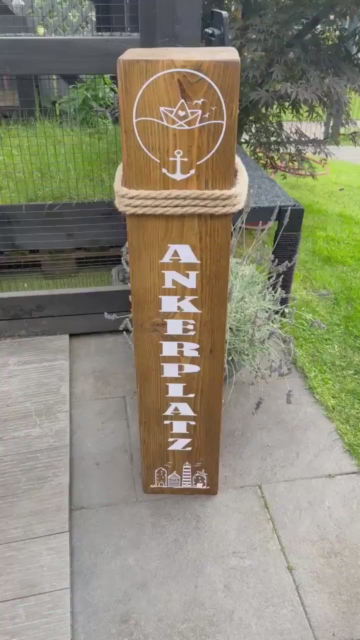 Manapal maritime Deko XXL 1m Moin Ankerplatz Poller Stele Dalben rustikal Gartendeko Küste Meer Anker Heimathafen Balken Dekobalken Säule
